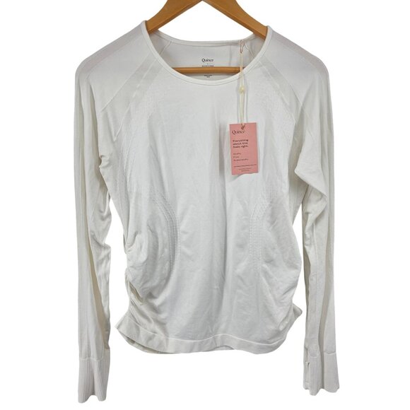 Quince Maternity White Long Sleeve Top Large NWT Nylon/Spandex - Picture 2 of 5